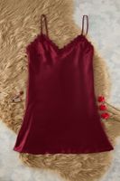 Trendyol Curve Burgundy Lace Satin Woven Nightgown