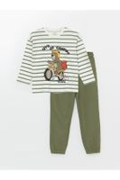 LC Waikiki Crew Neck Long Sleeve Printed Baby Boy Pajamas Set