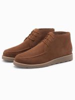 Ombre Men's suede ankle boots with thick sole - brown