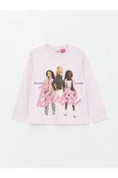 LC Waikiki Crew Neck Barbie Printed Long Sleeve Girls T-Shirt