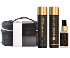 Darčeková sada pre hladké a lesklé vlasy Sebastian Professional Dark Oil + kozmetická taška + darček zadarmo