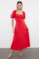 Trendyol Red A-Cut Balloon Sleeve Detailed Woven Elegant Evening Dress