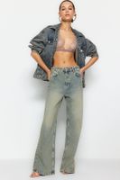 Trendyol Blue Faded Effect Vintage Normal Waist Wide Leg Jeans