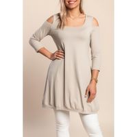Tunika Mit Cut-Outs An Den Schultern, Beige
