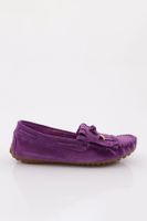 DGN K118 Women's Tassel Detailed Loafer Shoes Purple Suede Genuine Leather