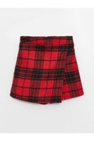 LC Waikiki Plaid Girl's Short Skirt with Elastic Waist