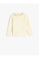 Koton Basic Sweatshirt Embroidered Collar Back Button Long Sleeve