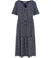 Trapeze summer dress with a white MIDI print
