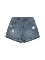 Distressed Cotton Denim Shorts