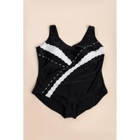 Plus Size Badeanzug, Schwarz