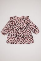 DEFACTO Baby Girl Leopard Print Crew Neck Button Long Sleeve Dress