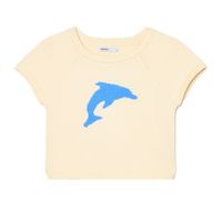 Cropp - Kratek top s potiskom - kremna