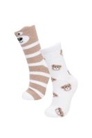 DEFACTO Women's Anti-Slip Sole 2-Piece Winter Socks