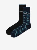 Replay Banderole Socken 2 Paar Schwarz