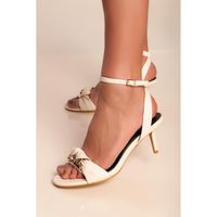 Sandaletten Mit Absatz, Beige