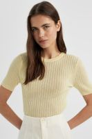 DEFACTO Crew Neck Rib Short Sleeve Knitted T-Shirt