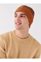 LC Waikiki LCW ACCESSORIES Men's Label Printed Color Block Knitwear Beanie