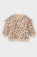 DEFACTO Baby Girl Crew Neck Leopard Patterned Soft Furry Sweatshirt