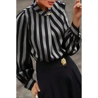 Edle Bluse Mit Streifenprint, Grau/Schwarz