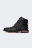 DEFACTO Men&#39;s Lace-Up Flat Sole Faux Leather Boots