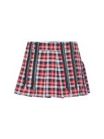 Plaid Cotton Mini Skirt W/ Zips