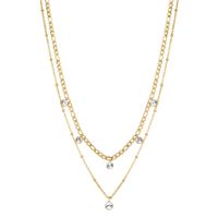 Brosway Pozlacený dvojitý náhrdelník s krystaly Symphonia BYM82