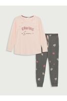 LC Waikiki Crew Neck Printed Long Sleeve Maternity Pajama Set