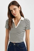 DEFACTO Slim Fit Striped Short Sleeve Polo T-Shirt