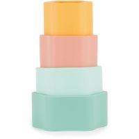 Bieco Silicone Stacking Tower Flower Activity Spielzeug 12 m+ Tropical Vibes 4 St.