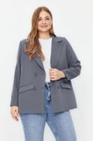 Trendyol Curve Gray Double Closure Woven Blazer Jacket