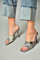 Fox Shoes S590433414 Platinum Silvery Thin Heeled Women's Slippers