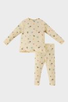 DEFACTO Baby Girl Pajama Set Patterned Crew Neck Long Sleeve Ribbed Camisole Top Long Bottom