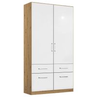 Rauch Möbel SKRIŇA S OTOČNÝMI DVERAMI, dub artisan, biela s vysokým leskom, 91/210/54 cm
