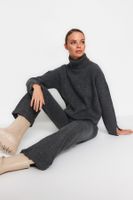 Trendyol Anthracite Soft Texture Knitwear Bottom-Top Set