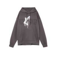 Cropp - Pulover s kapuco in potiskom - temno siva