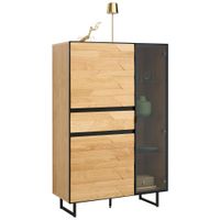 Linea Natura VYSOKÁ KOMODA, divoký dub, čierna, divoký dub, 95/148,8/42 cm