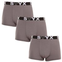 3PACK pánské boxerky Styx sportovní guma tmavě šedé (3G1063) S