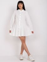 White long-sleeved shirt dress