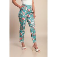 Plus Size Hose Mit Blumenmuster, Grün