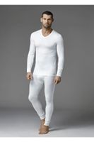 Dagi Ecru V-Neck Men's Long Sleeve Top Thermal Underwear