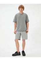 Koton Oversize Bermuda Washed Shorts with Lace Waist Pockets