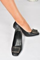 Fox Shoes Black Buckle Detailed Heeled Shoes