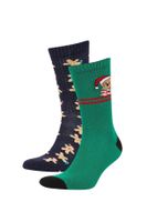 DEFACTO Men's Christmas Themed 2-Pack Cotton Long Socks