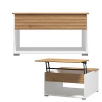 Konferenčný stolík so zdvíhacou doskou lift - biela/dub artisan