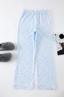 Trendyol Light Blue Cotton Striped and Heart Knitted Pajama Bottoms