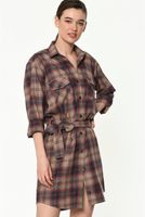 Z6669 DEWBERRY WOMEN'S SHIRT-BEIGE-RED
