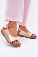 Női bőr magassarkú szandál Maciejka L7069 Arany