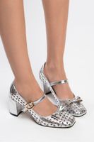 NİŞANTAŞI SHOES Every Silver Patent Leather Bow Detail Women's High Heel Shoes