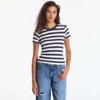 T-shirt GUESS Ss Cn Michela Striped Tee Blackened Blue/ Cream S