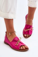 Zazoo 2660 női bőr balerina lapos fukszia